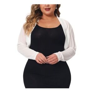 Agnes Orinda White Sheer Mesh Shrug Bolero Cardigan Plus Size 3X New With Tags